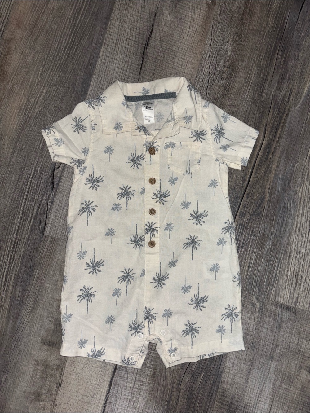 Carter's Cream Palm Tree Print One-Piece Bodysuit